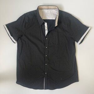 Men's Black and White Casual Button Down Shirt